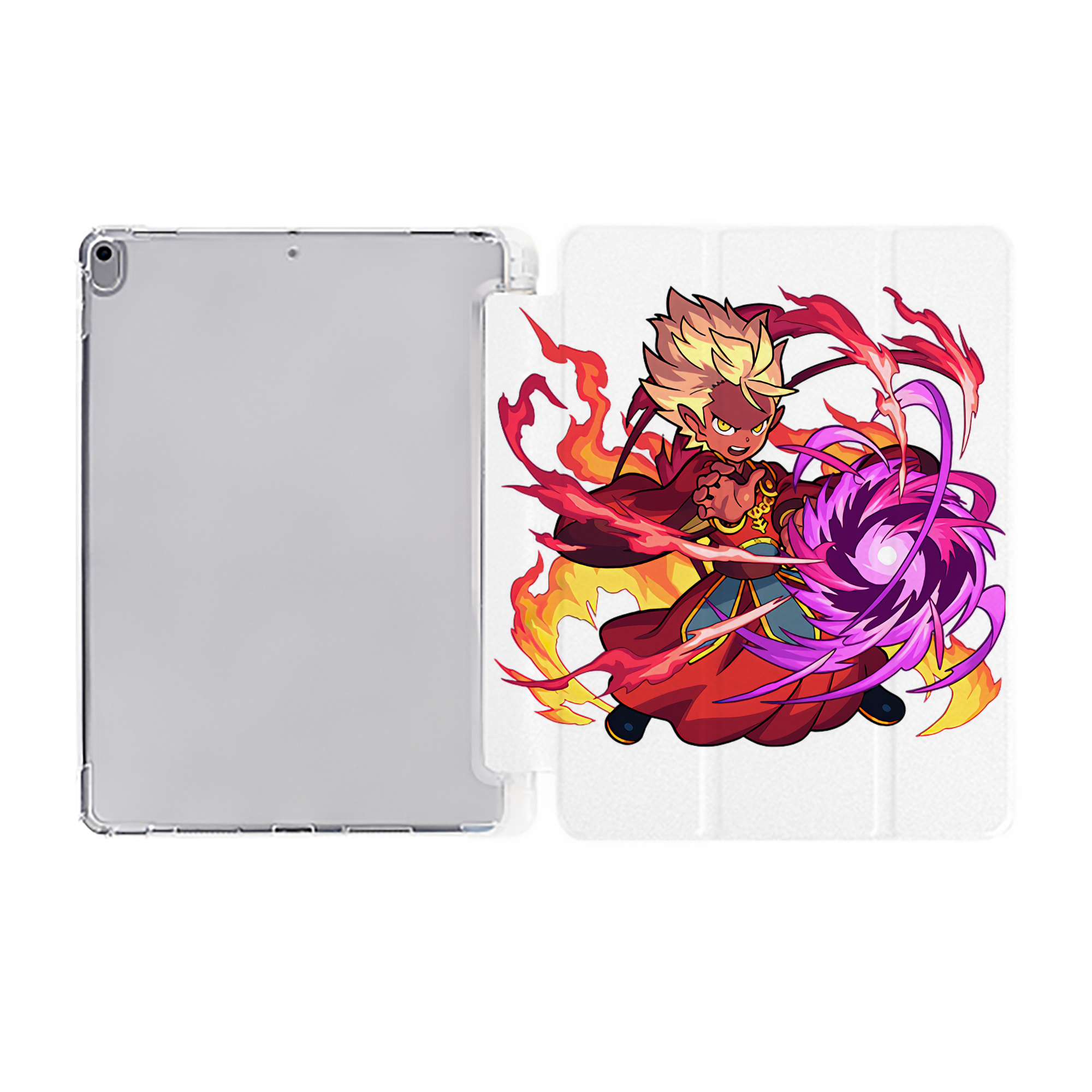 （画像用） 妖怪ウォッチ Yo-kai Watch IPad ケース ペン収納付き 三つ折りスタンド PUレザー×シリコン 対応機種9.5/10.5/10.9インチ